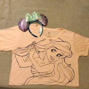 Disney's Little Mermaid Pink Cropped Short Sleeve